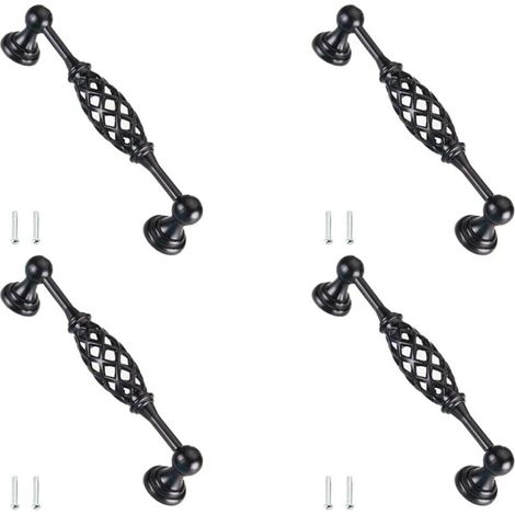 YMYNY Lot de 4 poignées de tiroir traditionnelles, poignées de porte en forme de cage à oiseaux en métal, poignée en arc antique avec vis, espacement des trous 128 mm, pour tiroirs,décoration d'hôtel