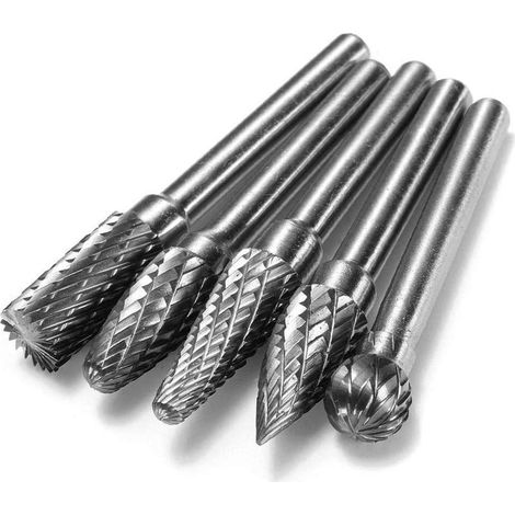 Double Coupe Fraises Rotatives en Carbure de Tungstène Lime Rotative Tige 635mm pour Ponceuse Perceuse Électrique Mèche 5pcs 6.35mm (1/5)