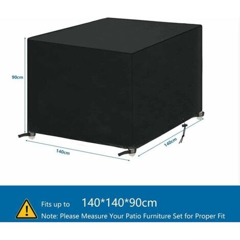 Funda para mesa de jardín Tejido Oxford 420D - Funda protectora para muebles de jardín de exterior - Impermeable, resistente al viento y a los rayos UV - 140x140x90cm (1/4)