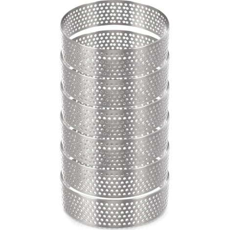 Törtchenform aus Stahl, perforierter Rand, 6er-Set, Rand 7 cm