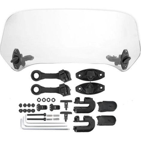 Alerón universal para motocicleta: deflector de aire de acrílico transparente, altura ajustable, se vende por unidad.