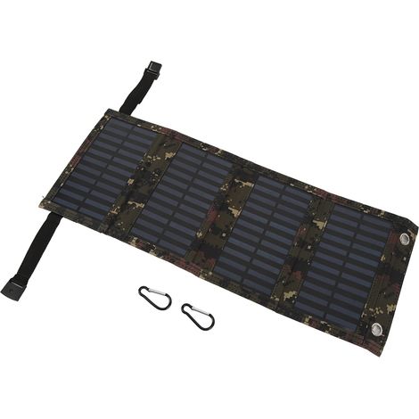 Panneau solaire pliable 20W 5,5V monocristallin haute efficacité USB IP65 étanche pour camping extérieur camouflage (1/5)