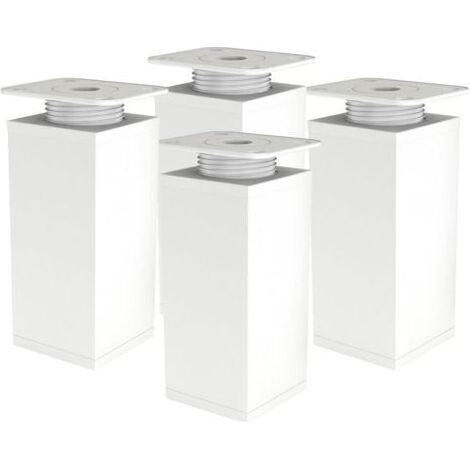 Pieds de meuble réglables lot de 4 – Aluminium anodisé 120mm – Capacité 120kg – Plaques de montage incluses – Fixation par vis (1/4)