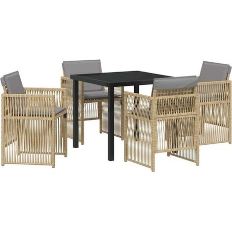 Ensemble table et chaises de jardin beiges 5 pièces (1/5)