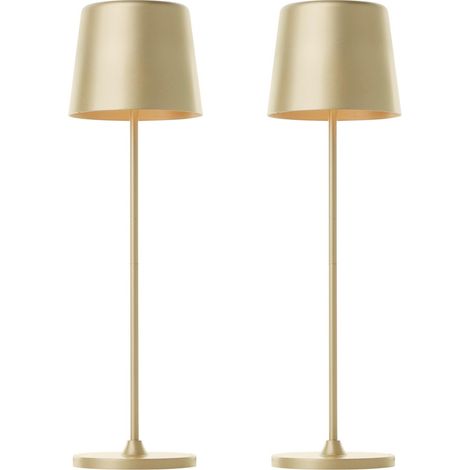 Lampe de table LED rechargeable BRILLIANT Kaami, 2 W, 310 lm, 3000 K, or, lot de 2