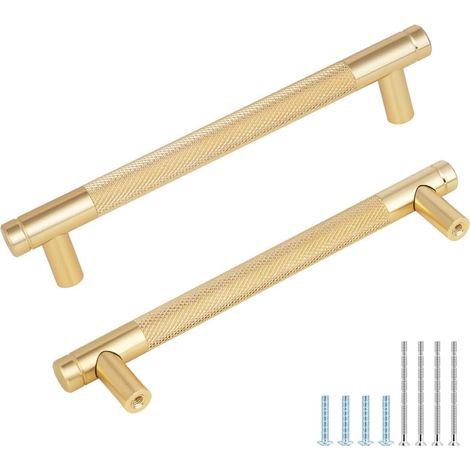2 poignées de meuble or, entraxe 128 mm, acier inoxydable, pour cuisine, armoire, tiroir, placard. (1/5)