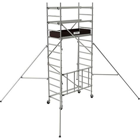 Trabattello mobile in alluminio - 1 piattaforma - Altezza di lavoro max 4.60m  - Pavimenti piani e in pendenza - 22408531