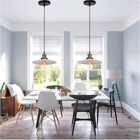 kawoo Lot de 2 Lustre Suspension Industrielle Retro Lampe Luminaire Vintage Ajustable en Métal pour Salon Chambre (1/4)