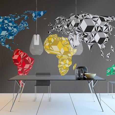 Papier peint carte des solides colorés du monde - 400 x 309 cm (1/4)