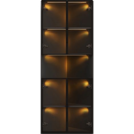 Vitrina esquinera triangular 62 x 32 x 160 cm negra con LED y vidrio (1/5)