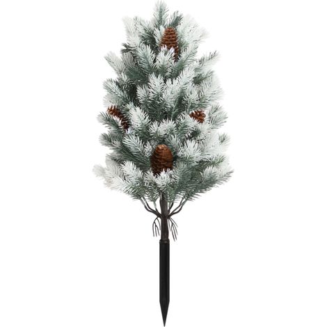 Arbre De Noël En Cèdre Artificiel - 55 Cm - Pour Extérieur Et Intérieur - Avec Piquet De Sol Et Cônes De Pin Floqués - 1 Pièce (1/4)