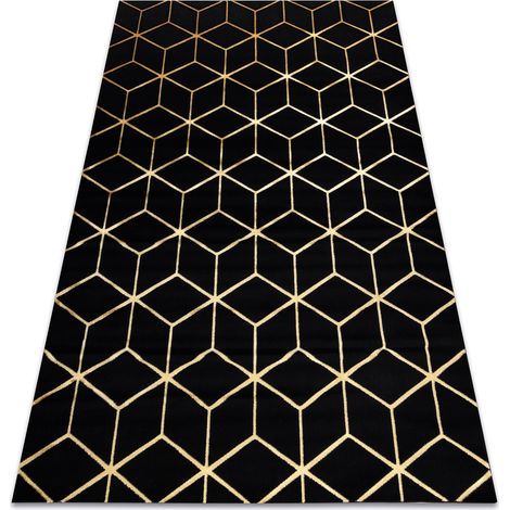Tappeto moderno 3D GLOSS 409C 86 Cubo elegante, glamour, art deco nero / oro black 120x170 cm