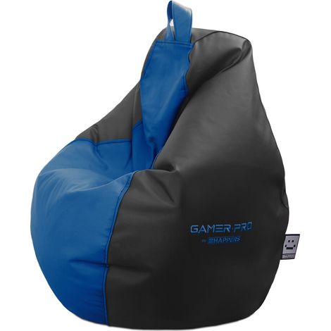 Pouf Gamer PRO Similicuir Indoor Bleu XXL HAPPERS. Idéal pour jouer avec votre Playstation, Xbox, Wii. Unique Bleu