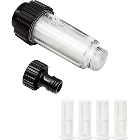 Kit de filtro de agua CSPARKV de 3/4", prefiltro de agua con 4 filtros y adaptador rápido para hidrolavadora, bomba de jardín, riego de jardín, RV (1/5)
