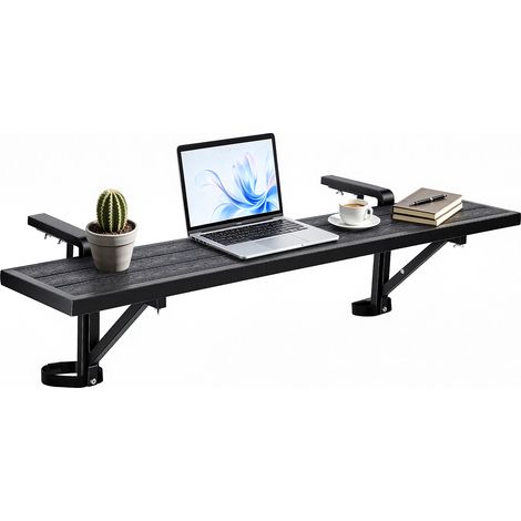 VEVOR Mesa Colgante Plegable para Balcón 1245 x 240 mm Mesita Auxiliar, para Exterior Jardín Terraza, Compatible con Barandillas 25-65 mm, Capacidad de Carga 27 kg, Compuesto de Madera y Plástico (1/5)