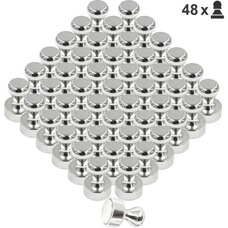 Aimant Neodyme pour Tableau Blanc ou Réfrigérateur - Petit Aimants Puissant Forts Punaise (Ne convient pas pour les Tableau Magnétique en Verre), Ø 12x16mm, Lot de 48 pièces (1/4)