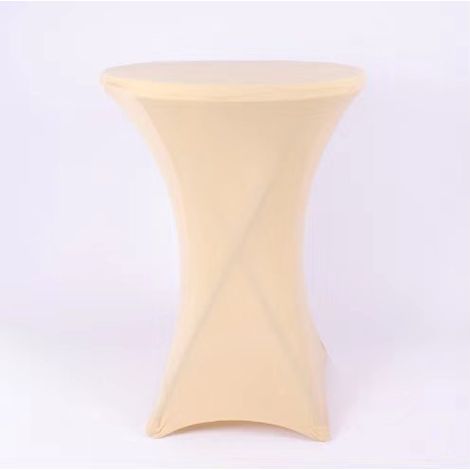 Nappe Élastique pour Table Haute Cocktail Ronde - Housse de Bar Extensible pour Banquet et Mariage, Couleur Champagne (55x90 cm), Lot de 4-lsw (1/2)