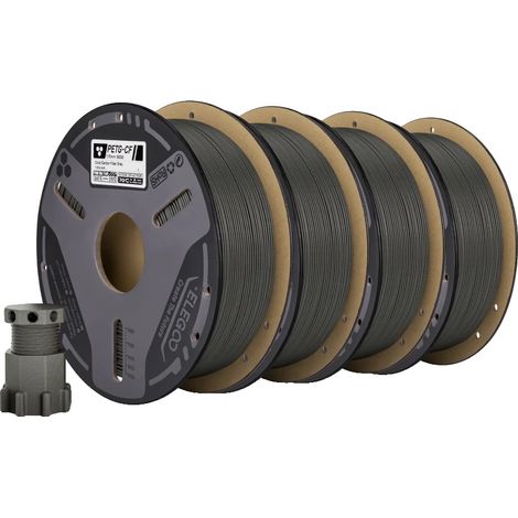 Filamento per stampa 3D, rinforzato con fibra di carbonio, ad alta resistenza, 4 kg, grigio. (1/2)
