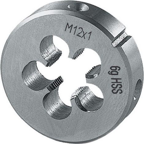 Terraja rosca métrica fina, HSS, hilo : M12, Pas 1,25 mm, Ø exterior x altura 38 x 10 mm (1/5)