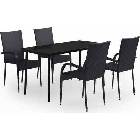 Maison Exclusive - 5-tlg. Garten-Essgruppe Schwarz