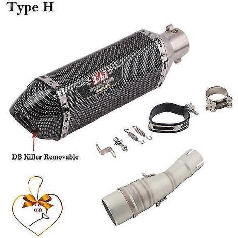 Sistema De Escape Para Motocicleta, Silenciador Modificado, Tubo De Enlace Medio De Carbono, 51mm, Para Yamaha Xmax 250, 300, Xmax250, Xmax300, 2017 -( Type H) (1/5)