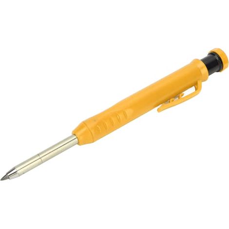 Porte-mine de charpentier avec taille-crayon, stylo à trou profond pour le travail du bois, pour le marquage du métal et du plastique, jaune (1/5)
