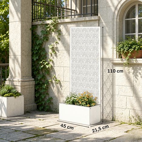 Struttura da giardino in metallo resistente alle intemperie con griglia e vaso per fiori, design ventilato per piante da giardino (1/5)