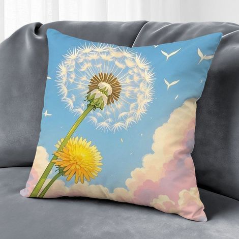 Housse de coussin floral bleu rose jaune, décoration salon maison,45×45cm (1/5)