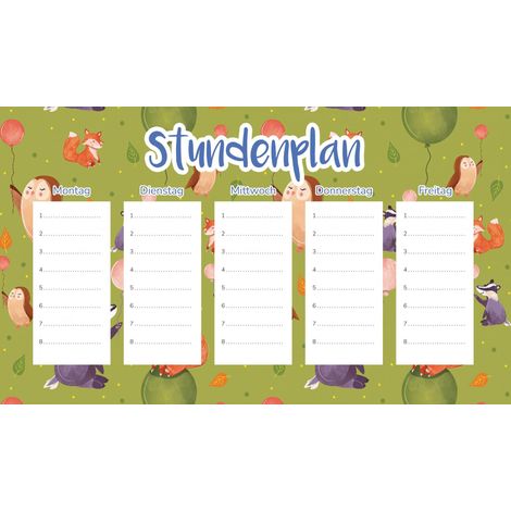 Magnetischer Unterrichtsplan: Waldtiere mit Luftballons (45 x 26 cm)