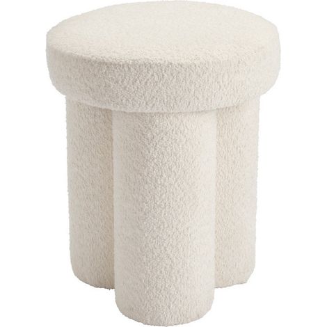 Fargo Stool - Textured Boucle - L38 x W38 x H46 cm - Snow - Full Assembly Required