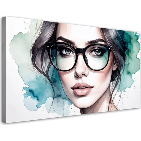Wandbild Mädchen Frau mit Brille 80x40 cm (1/5)