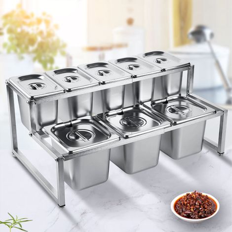 Support multifonctionnel rétractable à deux niveaux pour pots à confiture (35-60 cm) avec support en acier inoxydable (1/5)