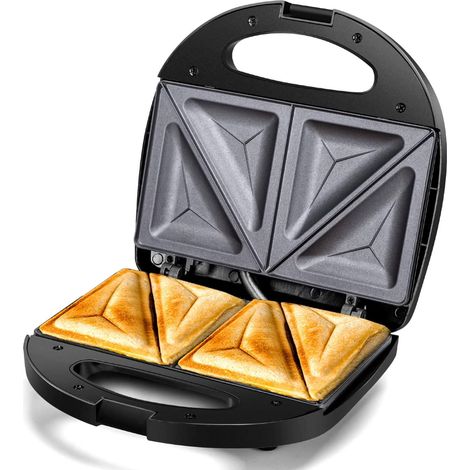 Appareil panini 2 en 1 avec plaques de cuisson antiadhésives, presse sandwich électrique, grill compact pour petit-déjeuner et repas (1/5)