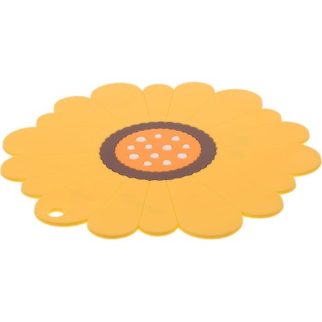 Dessous de plat en silicone, forme tournesol, jaune, antidérapant (1/5)