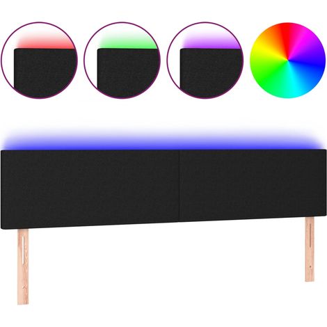 Tête de lit,Panneau décoratif à LED Noir 180x5x78/88 cm Tissu CFW4421825 (1/5)