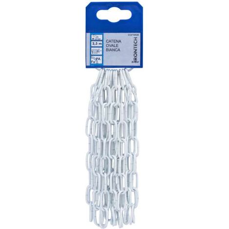 Catena ovale pretagliata Ø 2,5 mm. in acciaio bianco 2,5 mt.