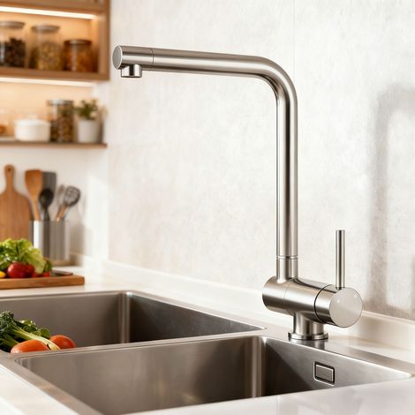 AICA Wasserhahn Faltbare 360° Drehbare Gebürstet Küchenarmatur 304 Edelstahl Hochdruckfest Mischbatterie Spültischarmatur