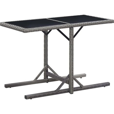 Gartentisch Anthrazit 110x53x72 cm Glas und Poly Rattan