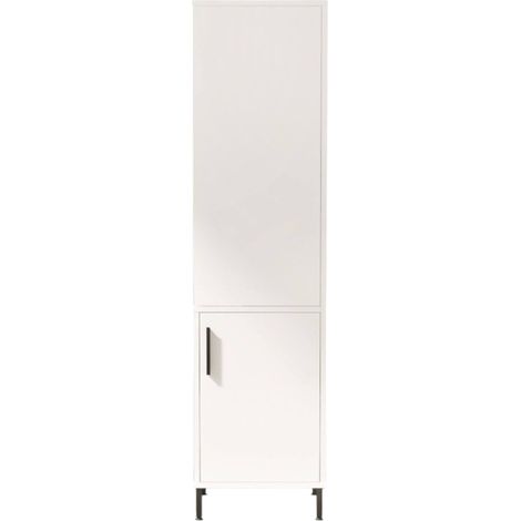 Armadio Multiuso 1 Anta Ramil, Appendiabiti, 7 Ripiani, Apertura Battente, 45x174h cm Bianco