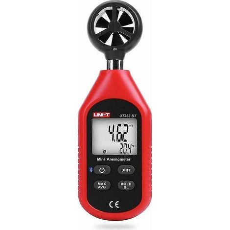 Anémomètre Bluetooth Uni-T, mini anémomètre numérique portable avec thermomètre et affichage des températures haute et basse. (1/5)
