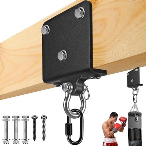 Dolibest Support de Sac de Frappe, Montage sur Poutre Support de Sac de Boxe, Kit de Suspension de Sac à Dos Pivotant pour l'entraînement de Muay Thai, 1000lbs