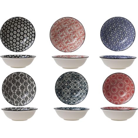 Assiette Creuse Assortis-Grès-D15XH4.8CM- Lot de 6 (1/4)