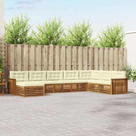 Outdoor-Sofagarnitur 8 pcs Natur und Creme Massivholz Akazie (1/5)