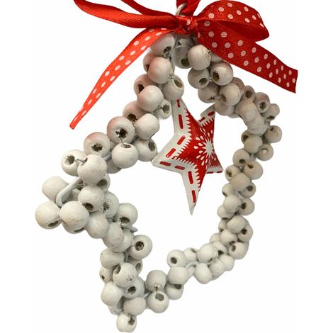 Pendaglio stella in legno e metallo Bianco h 11 cm, pallina per Albero di Natale addobbi natalizi (1/2)