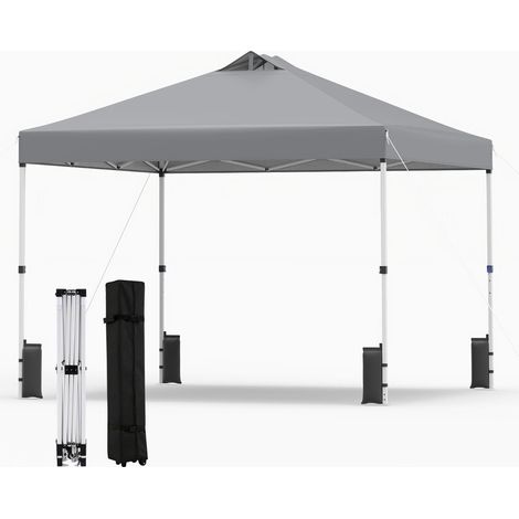 3 x 3 m Faltpavillon mit Sandsäcken und Heringen, Grau
