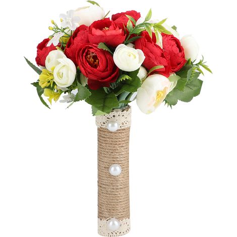 Bouquet de mariée artificiel avec roses artificielles pour la décoration intérieure et les fêtes de mariage (1/4)