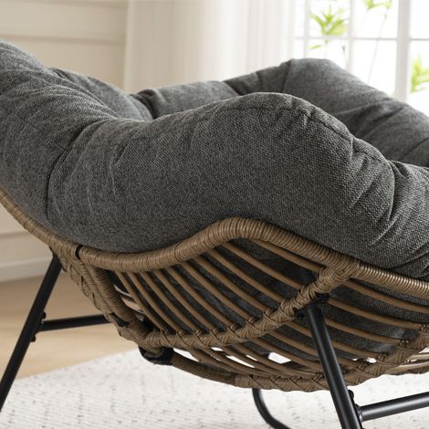 Fauteuil à bascule moderne, coussin en chenille, chaise berçante pour salon, chambre d'enfant, appartement, confortable et élégant. (1/5)