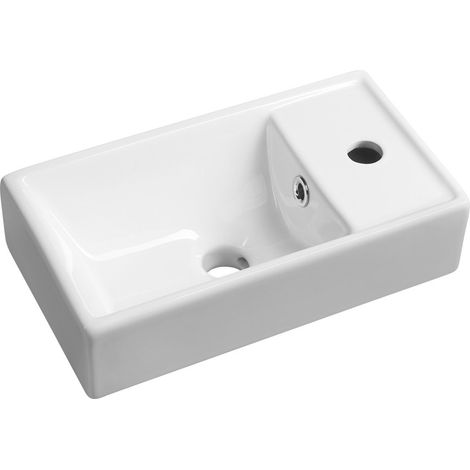 Sapho Small - Lave-main Minos 40x22 cm, avec trop-plein, trou pour robinet à droite, blanc 4059 (1/4)