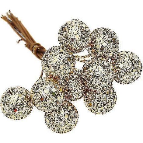 10 pcs boule décorative baies de Noël brillantes avec fruit (or)