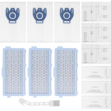 Kit d'accessoires pour aspirateur Miele [Compact C1&C2/Complete C2&C3/S8340] 3 sacs à poussière GN + 3 filtres HEPA + 6 micro-filtres + 1 brosse de nettoyage, kit de filtres de rechange (1/5)